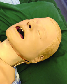 Bleeding, talking mannequin takes students through their paces