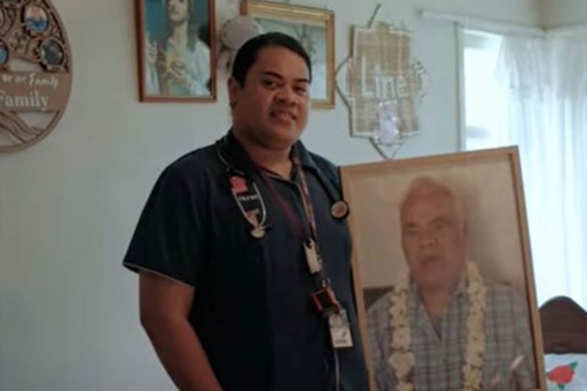 AUT Alumnus Kat Malama Aho in a screenshot from the video. 