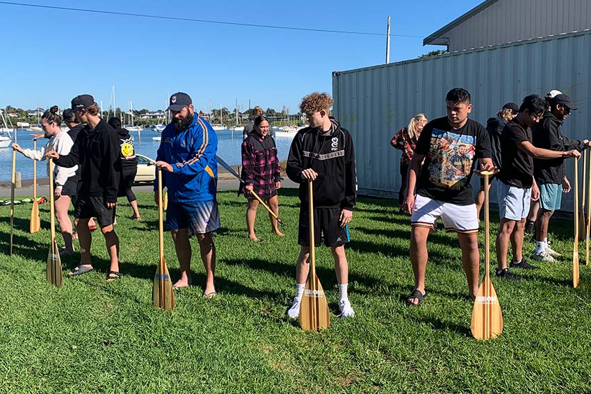 Group with paddles