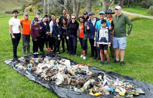 Group of volunteers doing a beach clean up