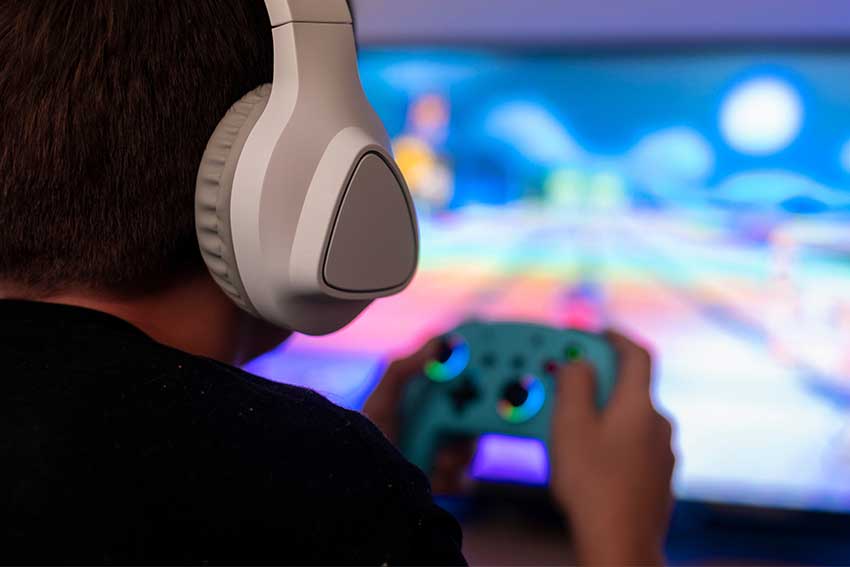 Boy addicted to playing video games