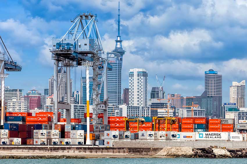 Commercial dock in Auckland, New Zealand.