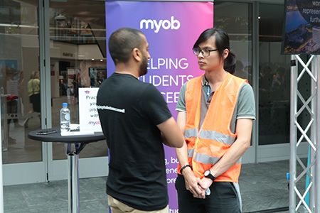 MYOB Shailan Patel chatting 